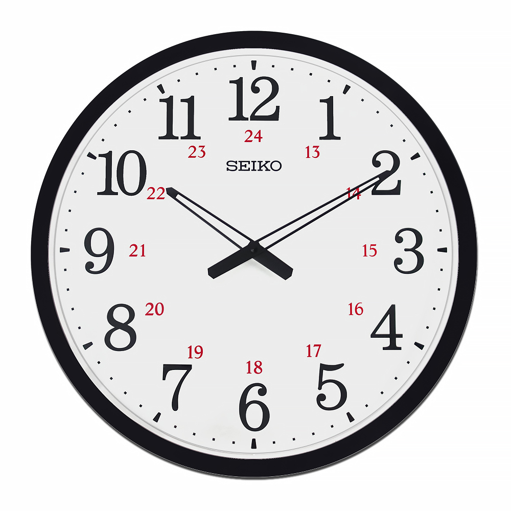(預購)【SEIKO 精工】QXA819K 大型 簡約 圓形 辦公 居家 24小時數字 無秒針 黑框白面 掛鐘 時鐘