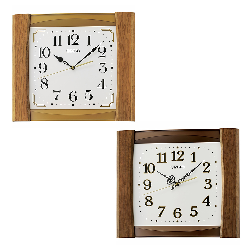 (預購)【SEIKO 精工】QXA827B QXA827Z 華麗 方形 居家休閒 辦公 滑動式秒針 玻璃 木質 掛鐘 時鐘
