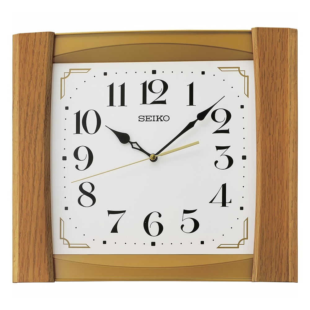 (預購)【SEIKO 精工】QXA827B QXA827Z 華麗 方形 居家休閒 辦公 滑動式秒針 玻璃 木質 掛鐘 時鐘