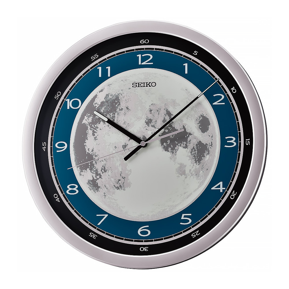 (預購)【SEIKO 精工】QXA831S 月球 質感 古典 居家休閒 辦公 滑動式靜音秒針 夜光 藍白 掛鐘 時鐘
