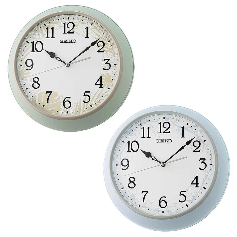 (預購)【SEIKO 精工】QXA832L QXA832M 清新 淡雅 植物花紋 居家休閒 辦公 滑動式靜音秒針 掛鐘 時鐘