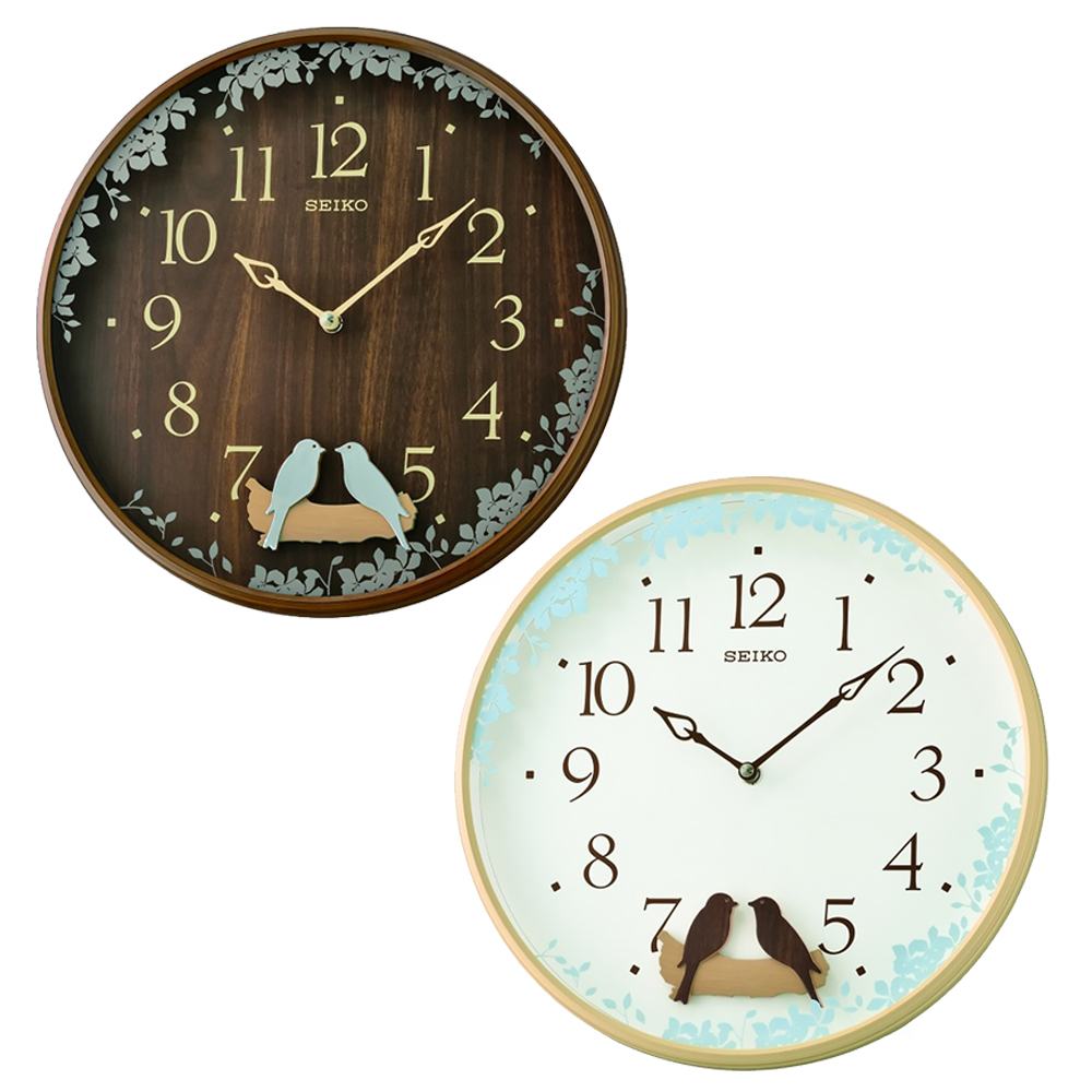 【SEIKO 精工】QXC237B QXC237Z 動感 幸福喜鵲 木紋 自然風格 復古 溫馨 可愛 居家 休閒 辦公 掛鐘 時鐘