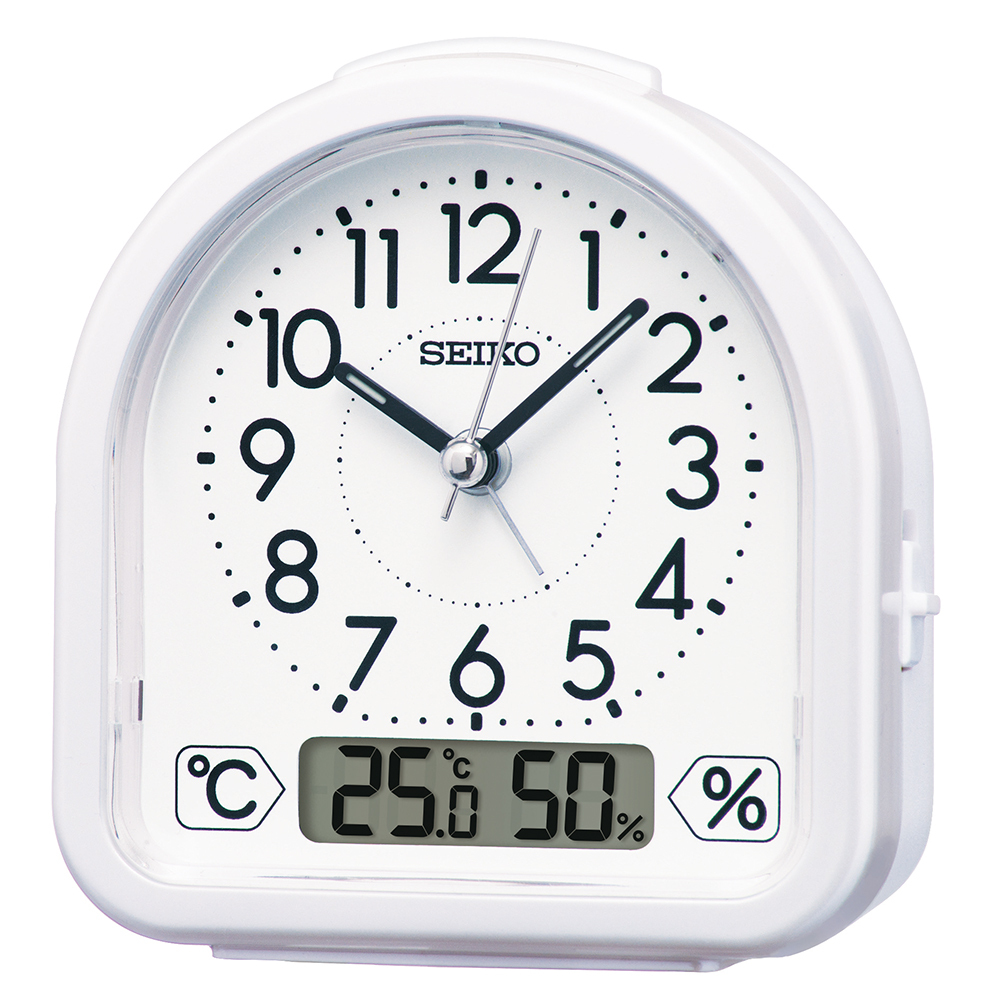 (預購)【SEIKO 精工】QHE191 簡約 淺色 溫度 濕度 雙顯示 夜光 貪睡 滑動式靜音秒針 居家 休閒 辦公 鬧鐘 時鐘