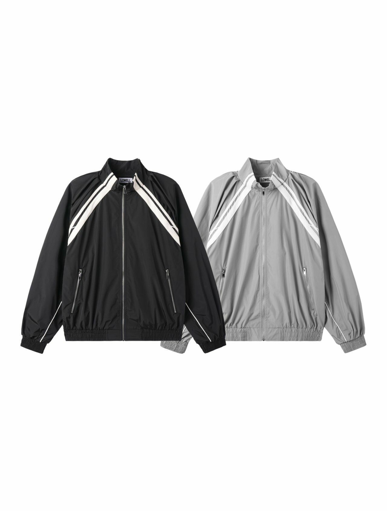 淨色企領皮間拉鍊外套 Lowell-024JK