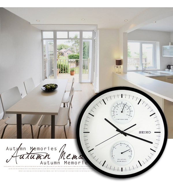 【SEIKO 日本精工】QXA525K 滑動式秒針 溫度/濕度 顯示 掛鐘 時鐘