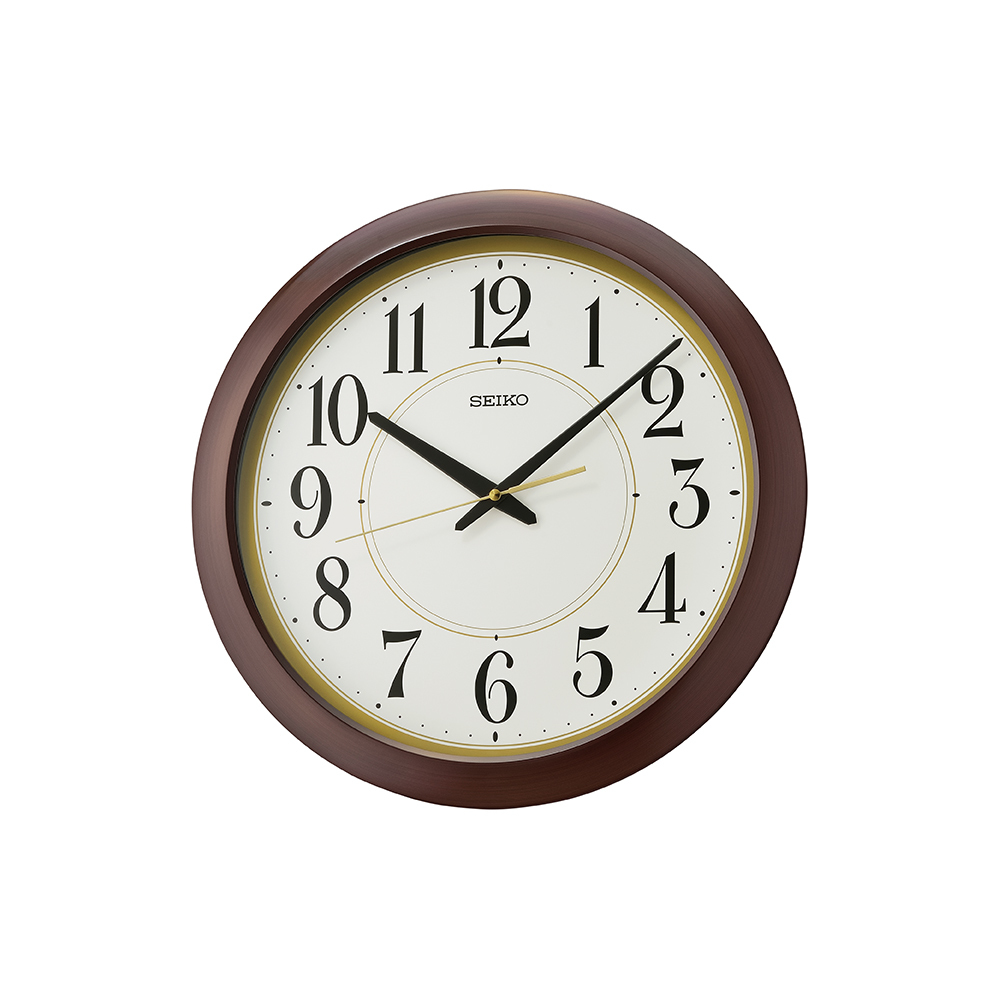 (預購)【SEIKO 日本精工】QXA598J 簡約 時尚 深咖啡色 仿木紋 大型 阿拉伯數字 靜音 掛鐘 時鐘