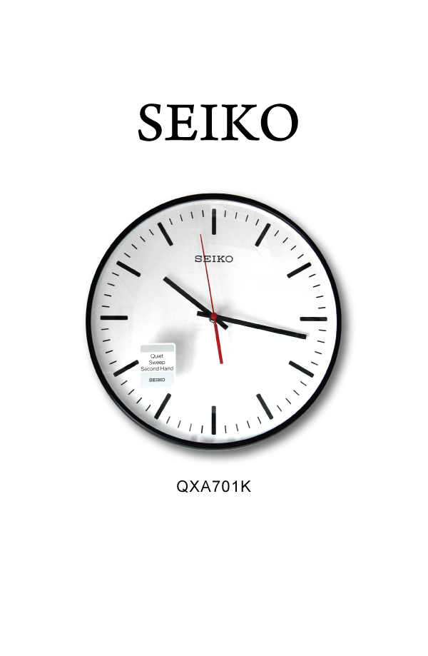【SEIKO 日本精工】 QXA701K  時尚 簡約 俐落 刻度 黑配紅 滑動式秒針 掛鐘 時鐘