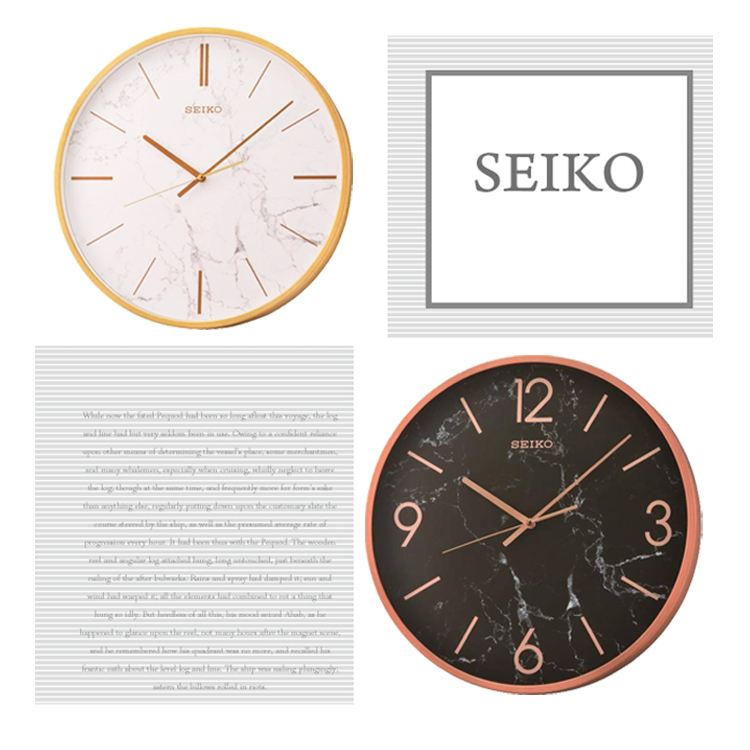 【SEIKO 日本精工】 QXA760 精緻典雅大理石紋路滑動式秒針壁掛鐘