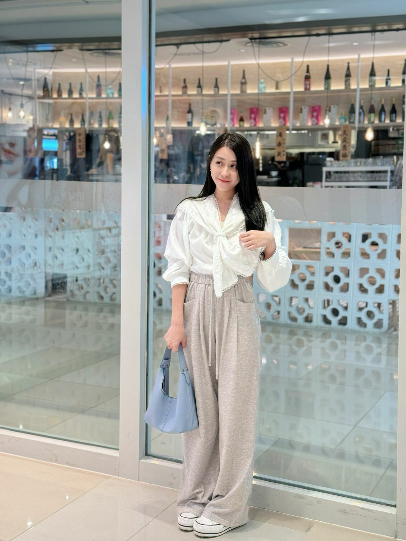 TOP#6429 🤍疊加高級感領巾上衣