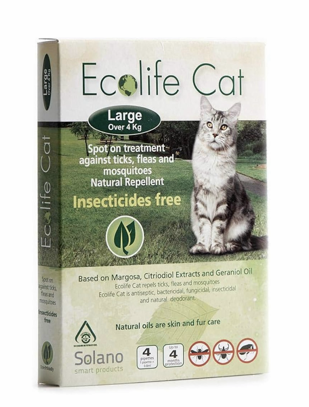 Solano Ecolife Spot On 全天然驅蚤滴劑 成貓 4kg以上 (1盒4支)