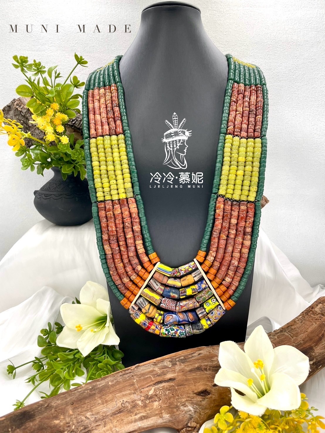 Muni-No.51貿易古珠複串長鍊89cm