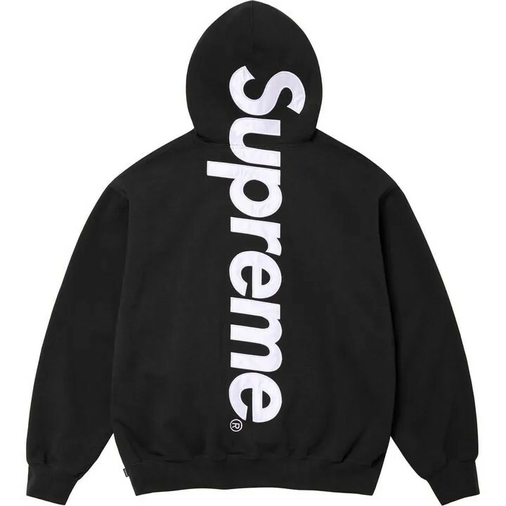 [現貨] SUPREME FW24 Satin Applique Hooded Sweatshirt  | Black