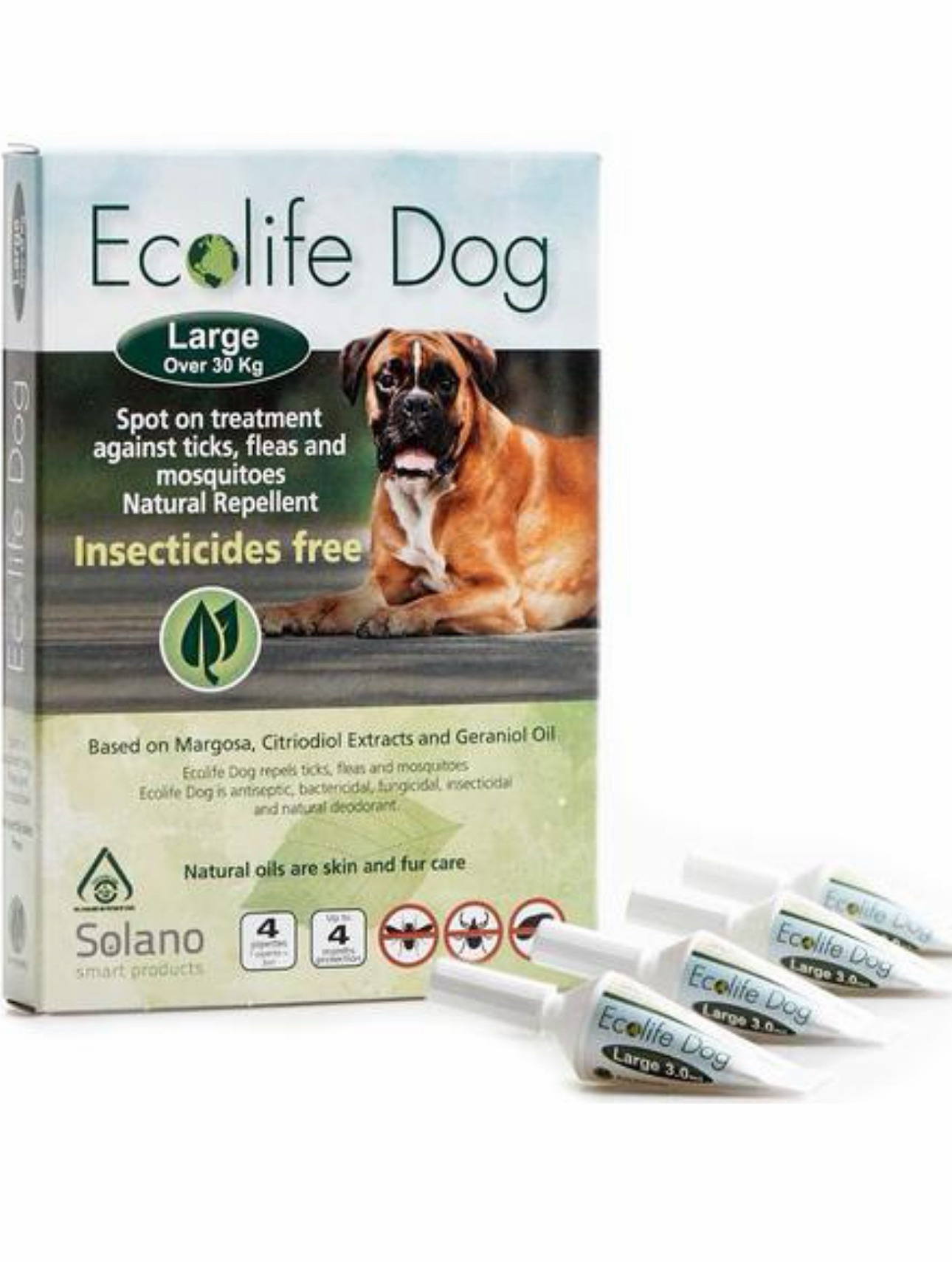 Solano Ecolife Spot On 全天然防蚤驅蟲滴劑 大型犬 30kg以上 (1盒4支)