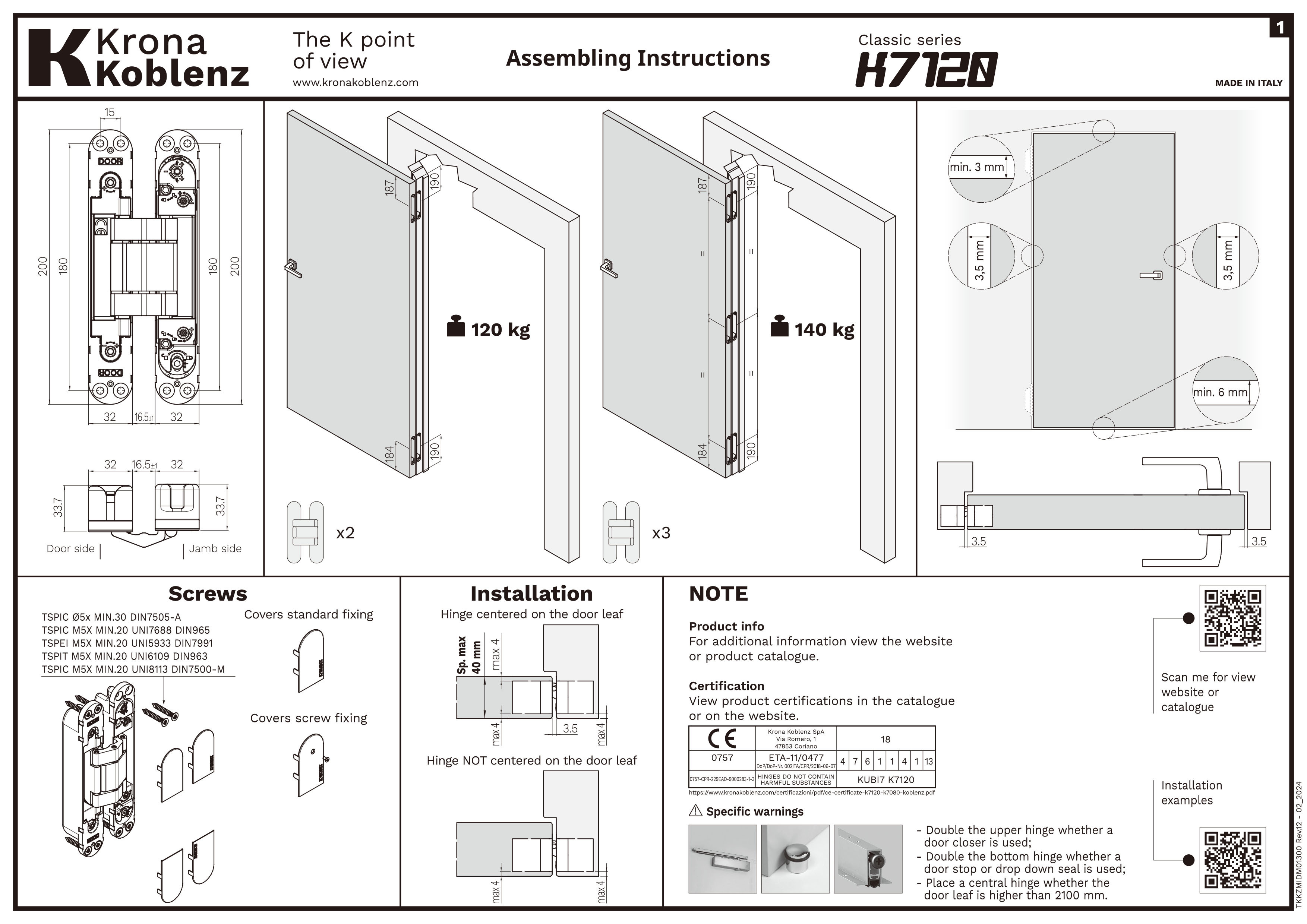 Kub17 暗門鉸 - 安裝說明 p1