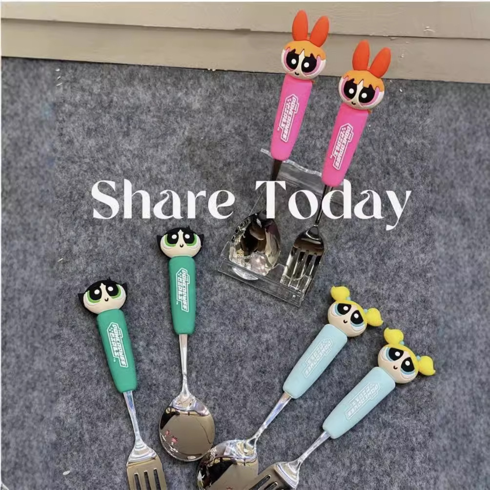 《4838》可愛飛天小女警不鏽鋼叉勺