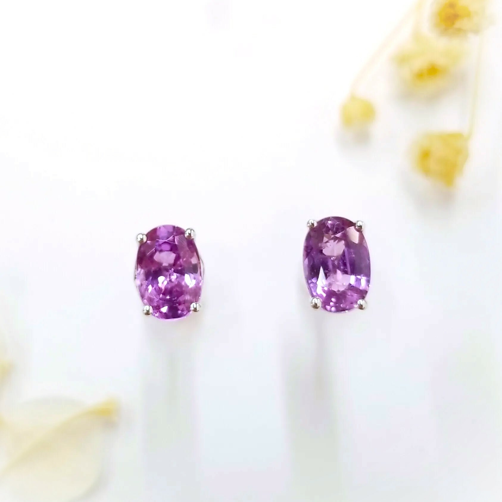 全新18K白金【主石1卡49份紫藍寶】耳環