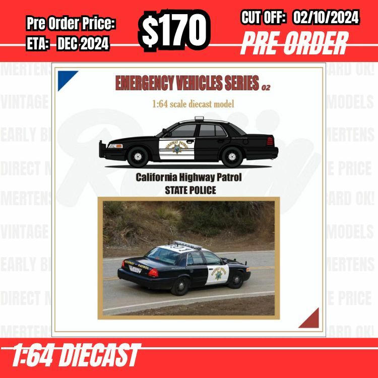 PO-$170 * Rollin * 1:64 Crown Victoria CV Black-White CHP [OD28/09]
