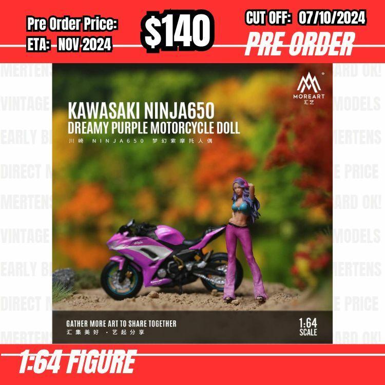 PO-$140 * Moreart * 1:64 Figure - Kawasaki Ninja 650 Dreamy Purple Motorcycle Doll [OD28/09]