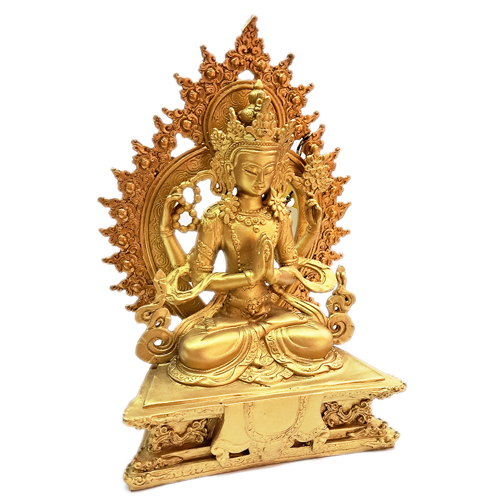 四臂觀音{銅 泥金}18公分【十方】134173