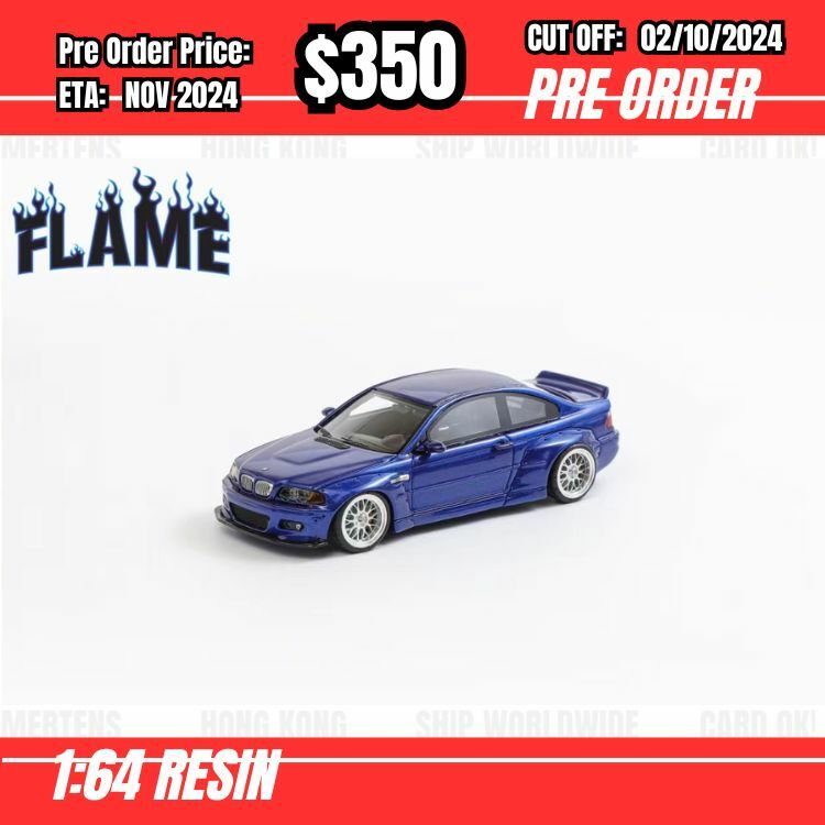 PO-$350 * Flame * 1:64 BMW M3 CSL E46 Rocket Bunny Metallic Blue [OD28/09]