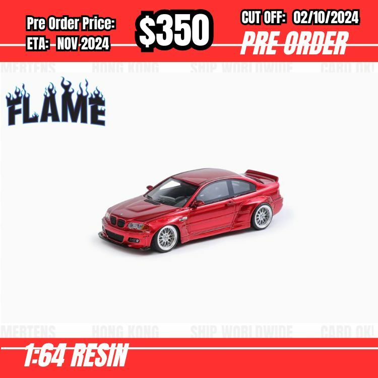 PO-$350 * Flame * 1:64 BMW M3 CSL E46 Rocket Bunny Metallic Red [OD28/09]