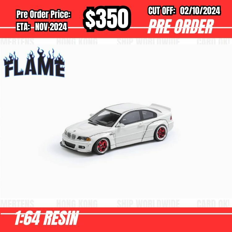 PO-$350 * Flame * 1:64 BMW M3 CSL E46 Rocket Bunny Pearl White [OD28/09]