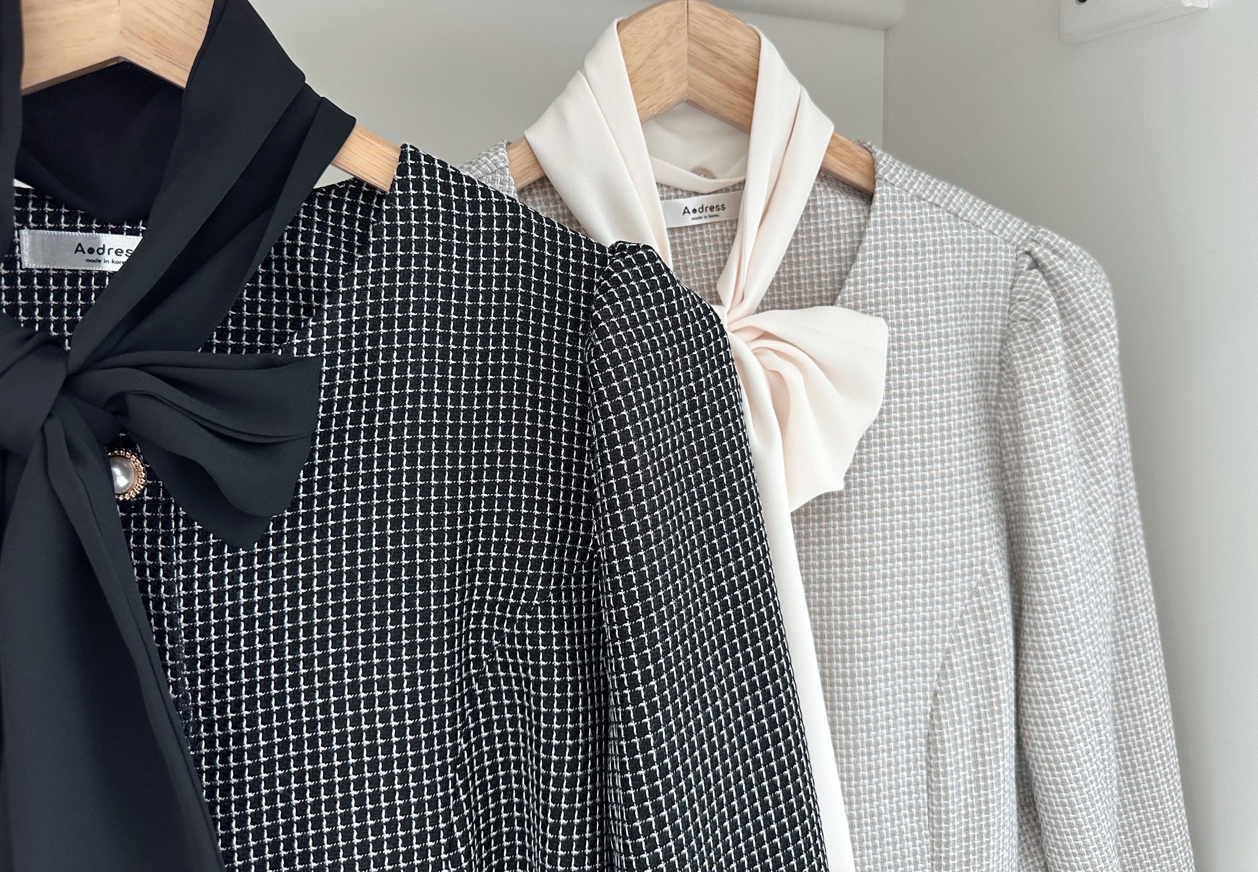 LONG SLEEVE TWEED PLAID ALINE DRESS WITH SCARF