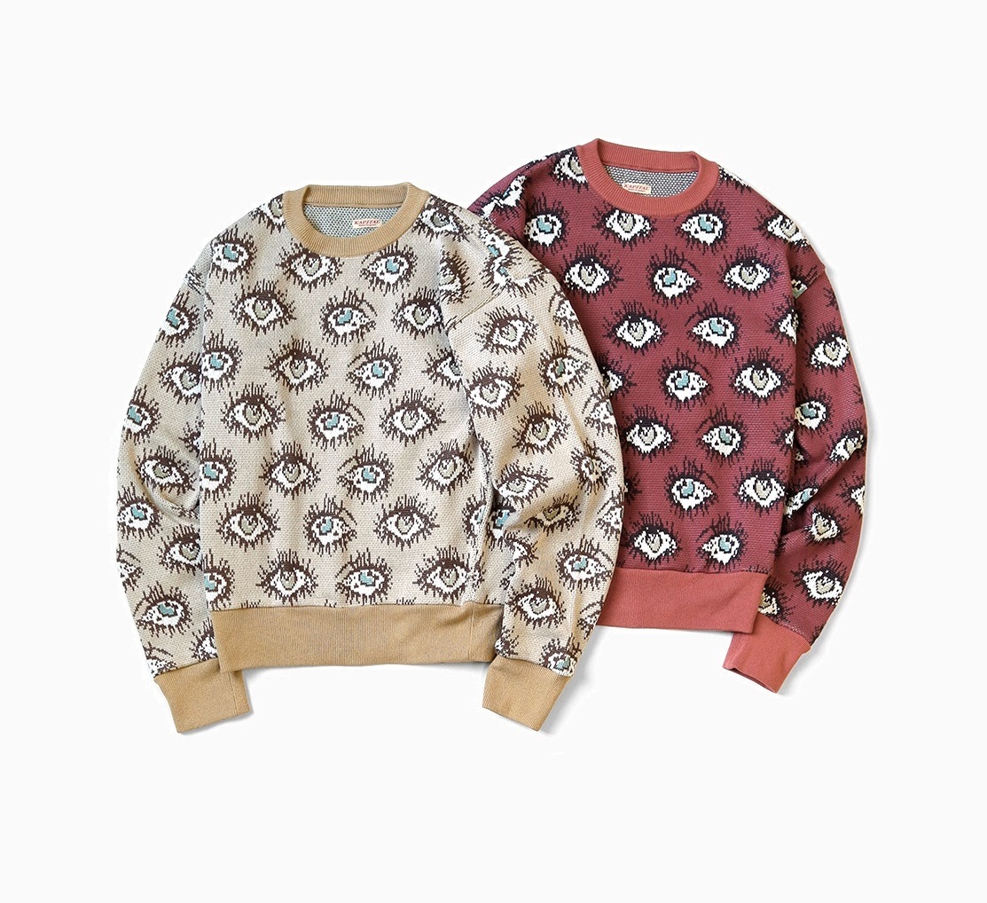 KAPITAL 8G JACQUARD KNIT EYES PATTERN VINTAGE SWEATER - PRE ORDER ITEM (預訂中)