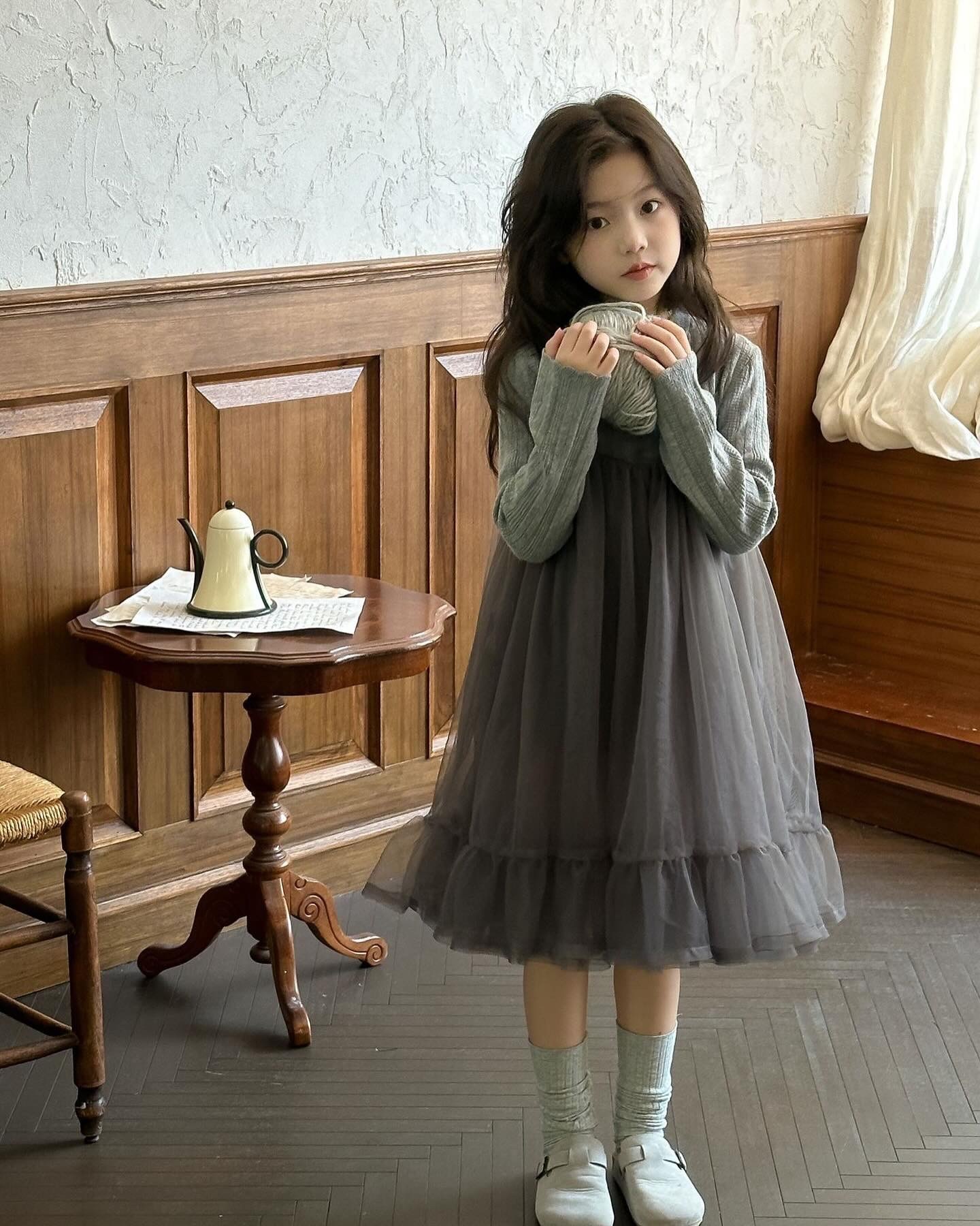 仙女質感灰疊穿吊帶紗裙/灰色內搭