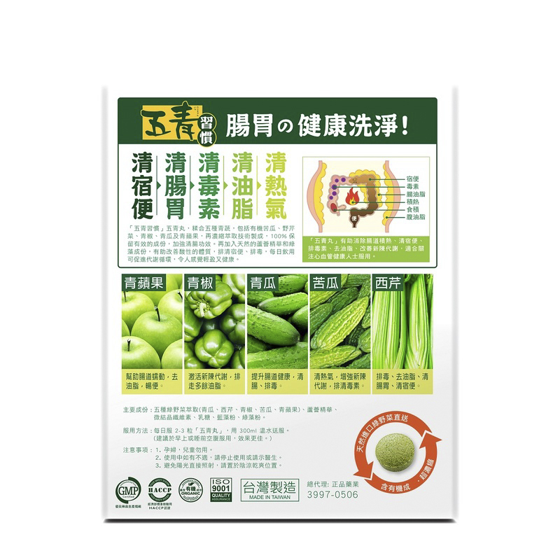 正品藥業 - 五青習慣 天然濃縮五青丸 36粒