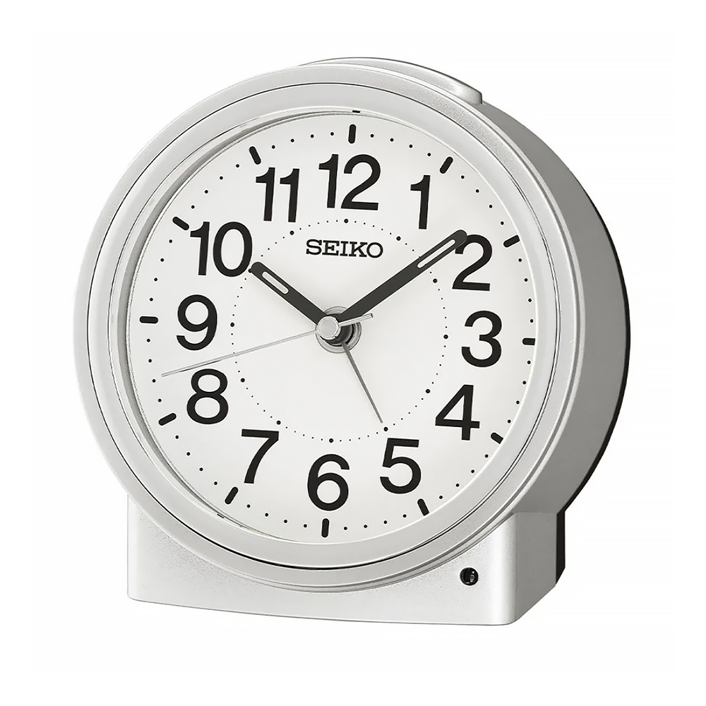 (預購)【SEIKO 精工】QHE199S 銀色 漸強 懷舊 復古 燈光 貪睡 嗶嗶 滑動式靜音秒針 居家 休閒 鬧鐘 時鐘
