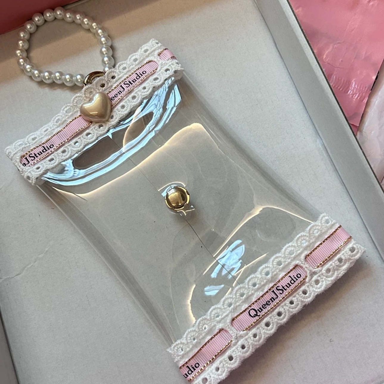 少女風遛娃包 外出小包 痛包 曬娃包 吊飾保護包 珍珠鏈條 蕾絲 原創手作/代購