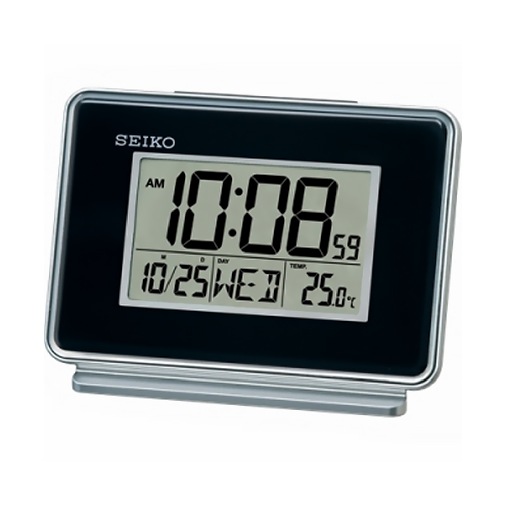 (預購)【SEIKO 精工】QHL068 黑白 時尚 經典 貪睡 日期 溫度 夜光 雙鬧鈴 居家休閒 鬧鐘 電子 時鐘