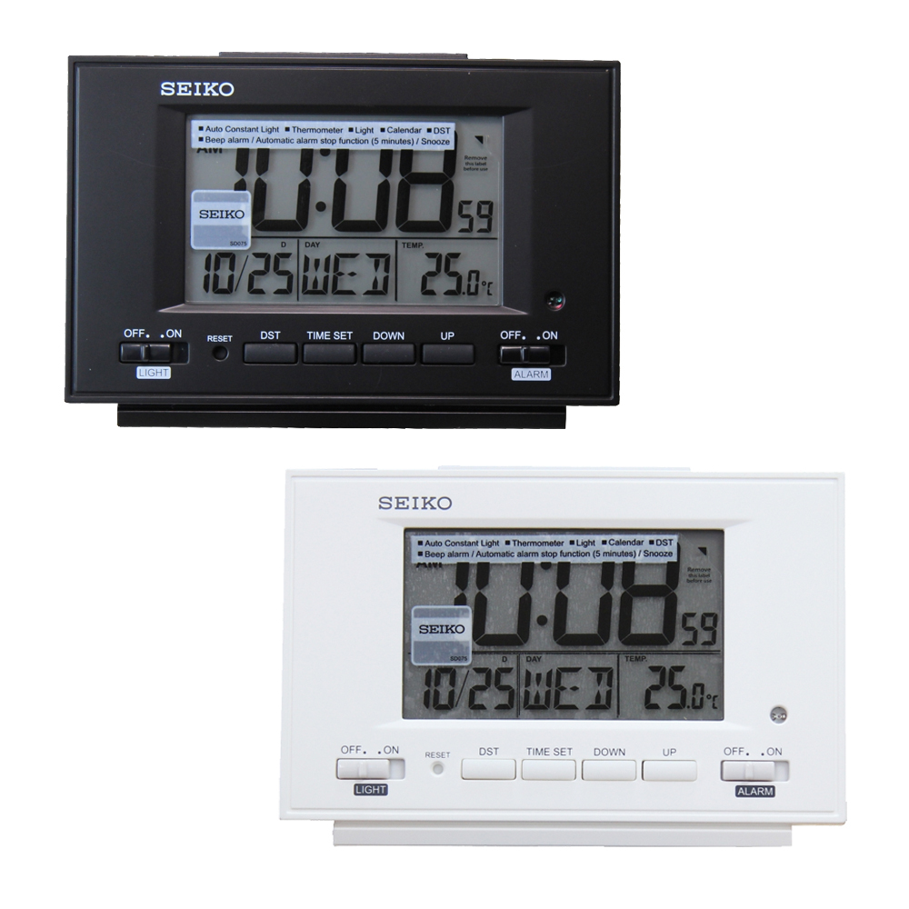 (預購)【SEIKO 精工】QHL075 長形 電子鐘 溫度 日曆 貪睡 鬧鈴 電子鐘 桌鐘
