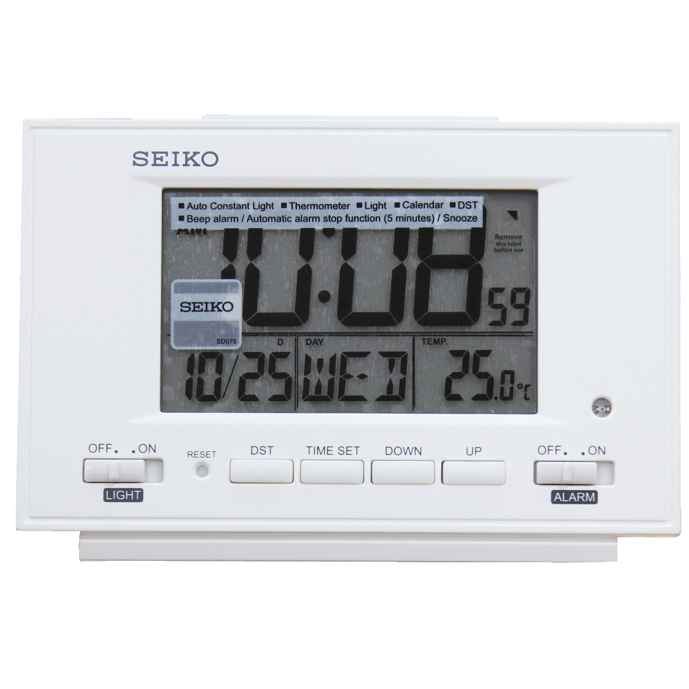 (預購)【SEIKO 精工】QHL075 長形 電子鐘 溫度 日曆 貪睡 鬧鈴 電子鐘 桌鐘
