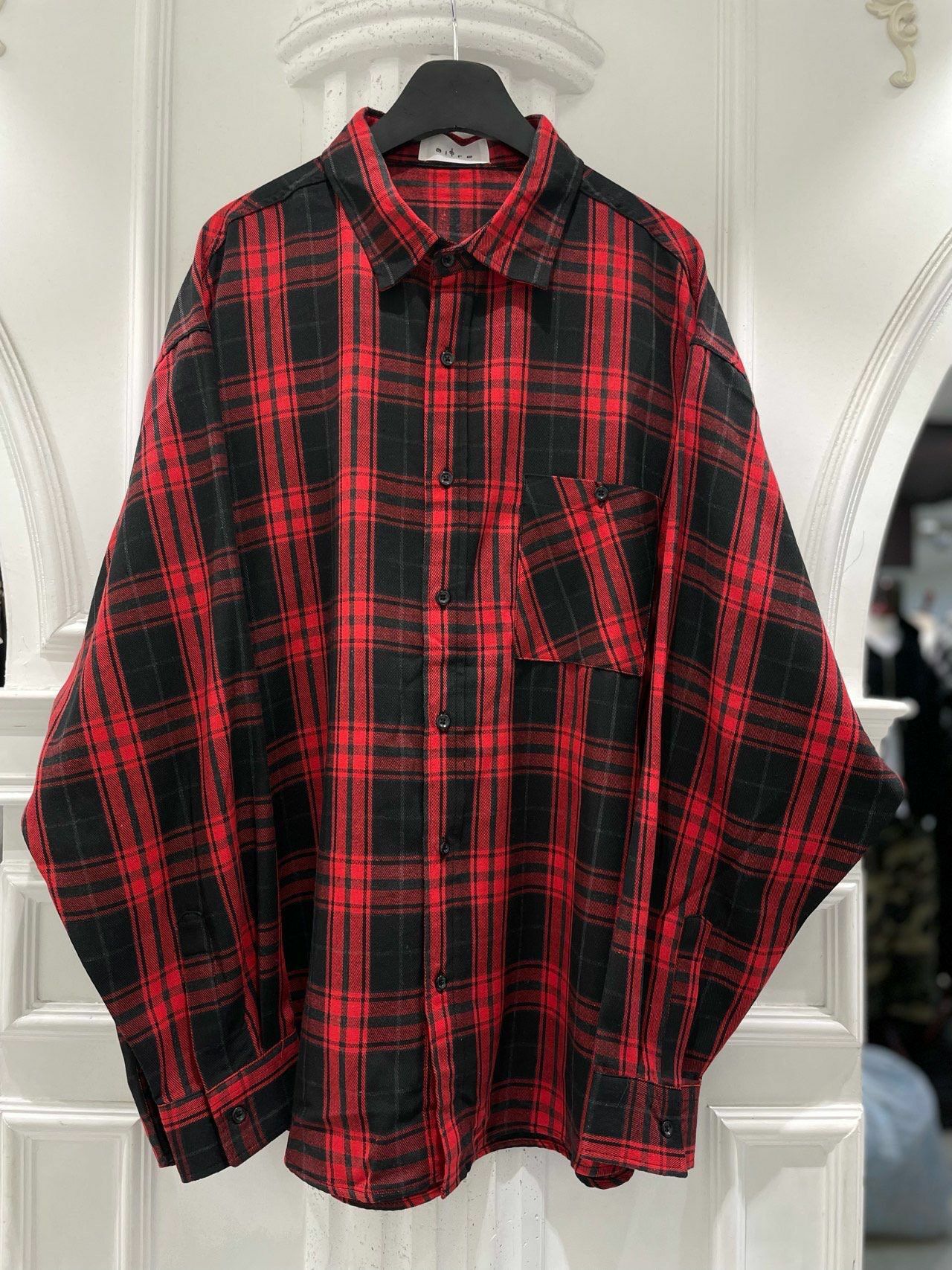 OverSize格仔長袖恤衫 alife-012S