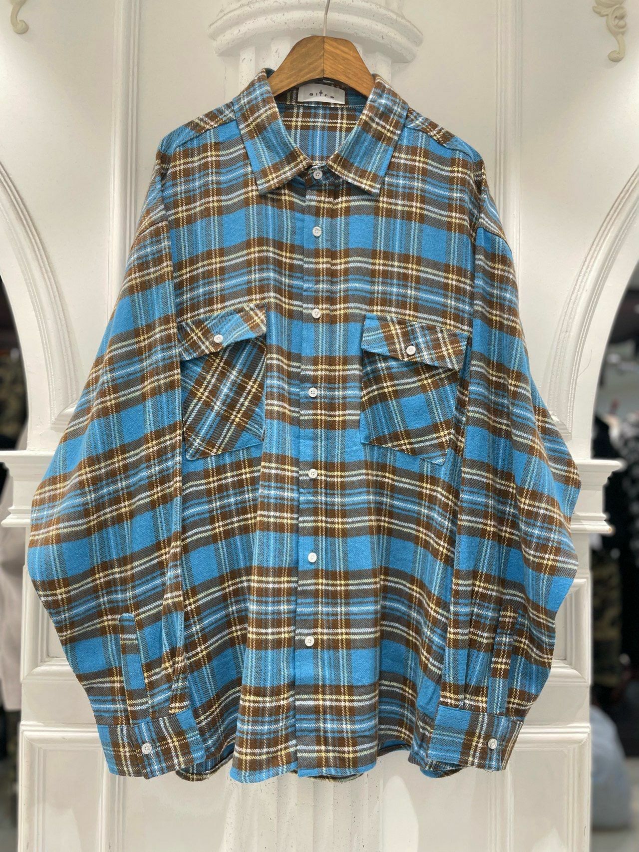 OverSize格仔長袖恤衫 alife-013S