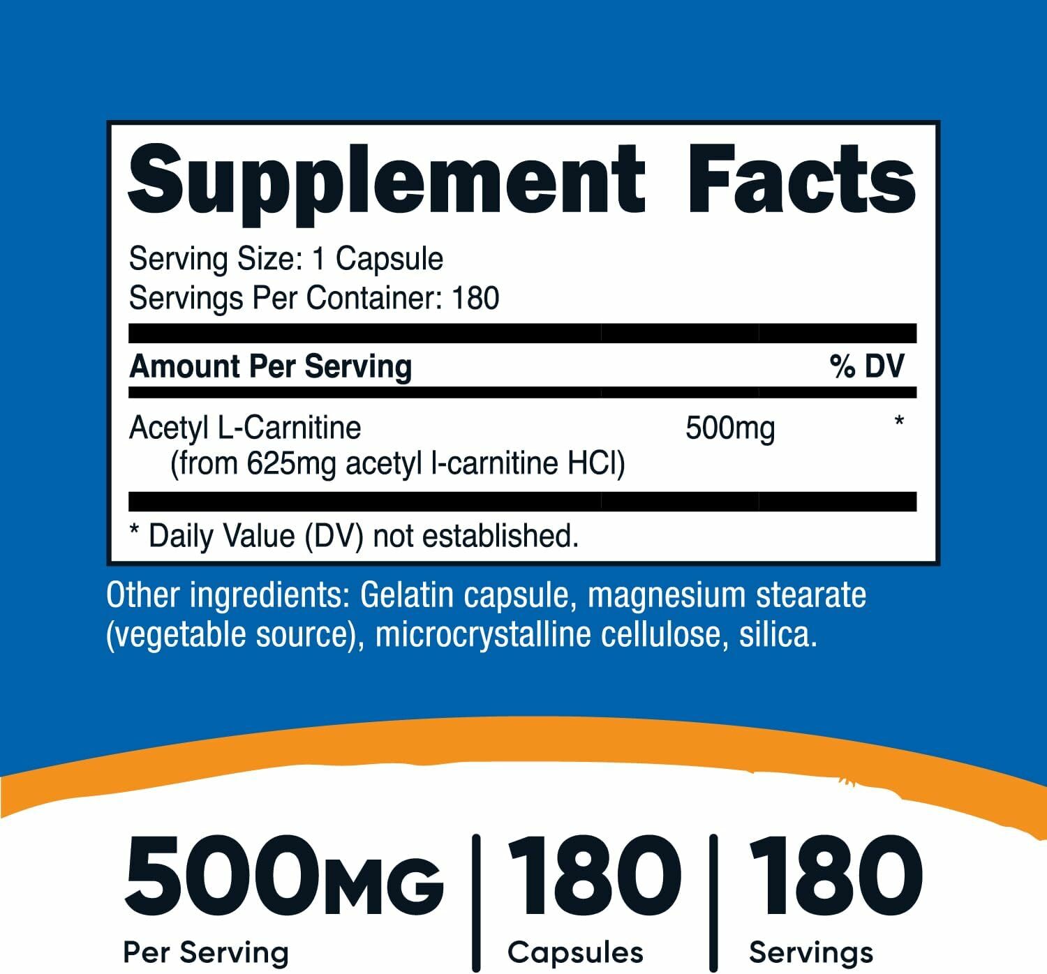 [預購] Nutricost 乙醯左旋肉鹼 500毫克 180粒膠囊 Acetyl L-Carnitine