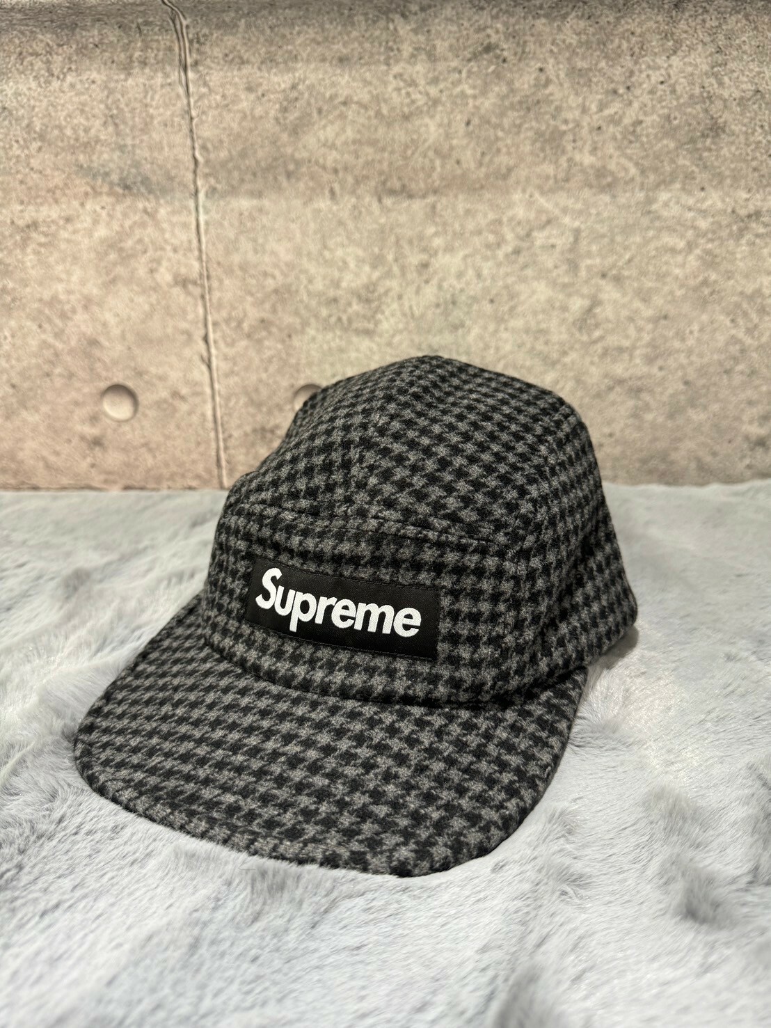 SUPREME 千鳥格 五分割帽  黑色