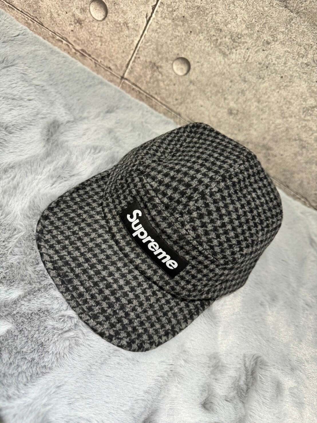 SUPREME 千鳥格 五分割帽  黑色