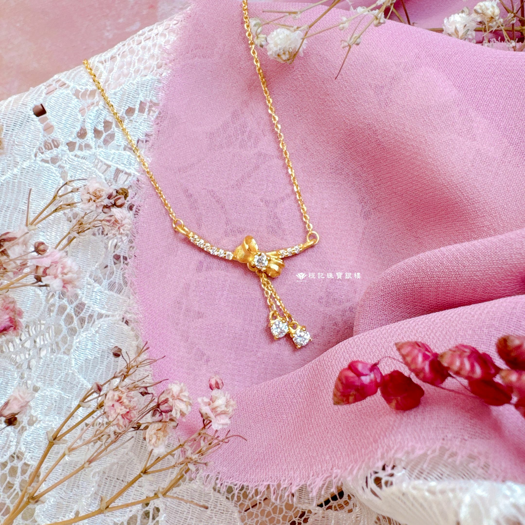 微笑蝴蝶結 黃金項鍊