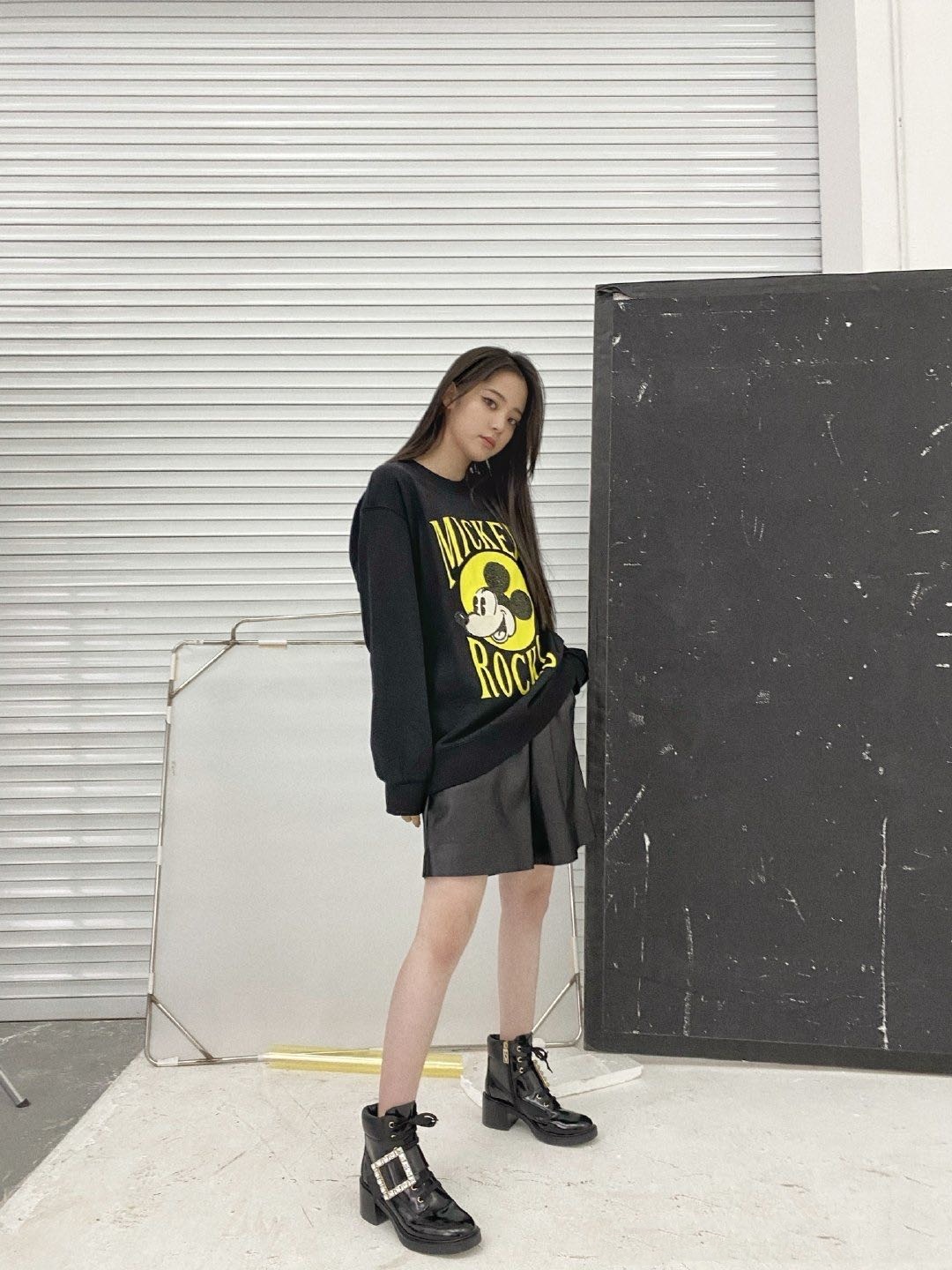 水鑽方釦 粗跟綁帶真皮短靴(34-40)