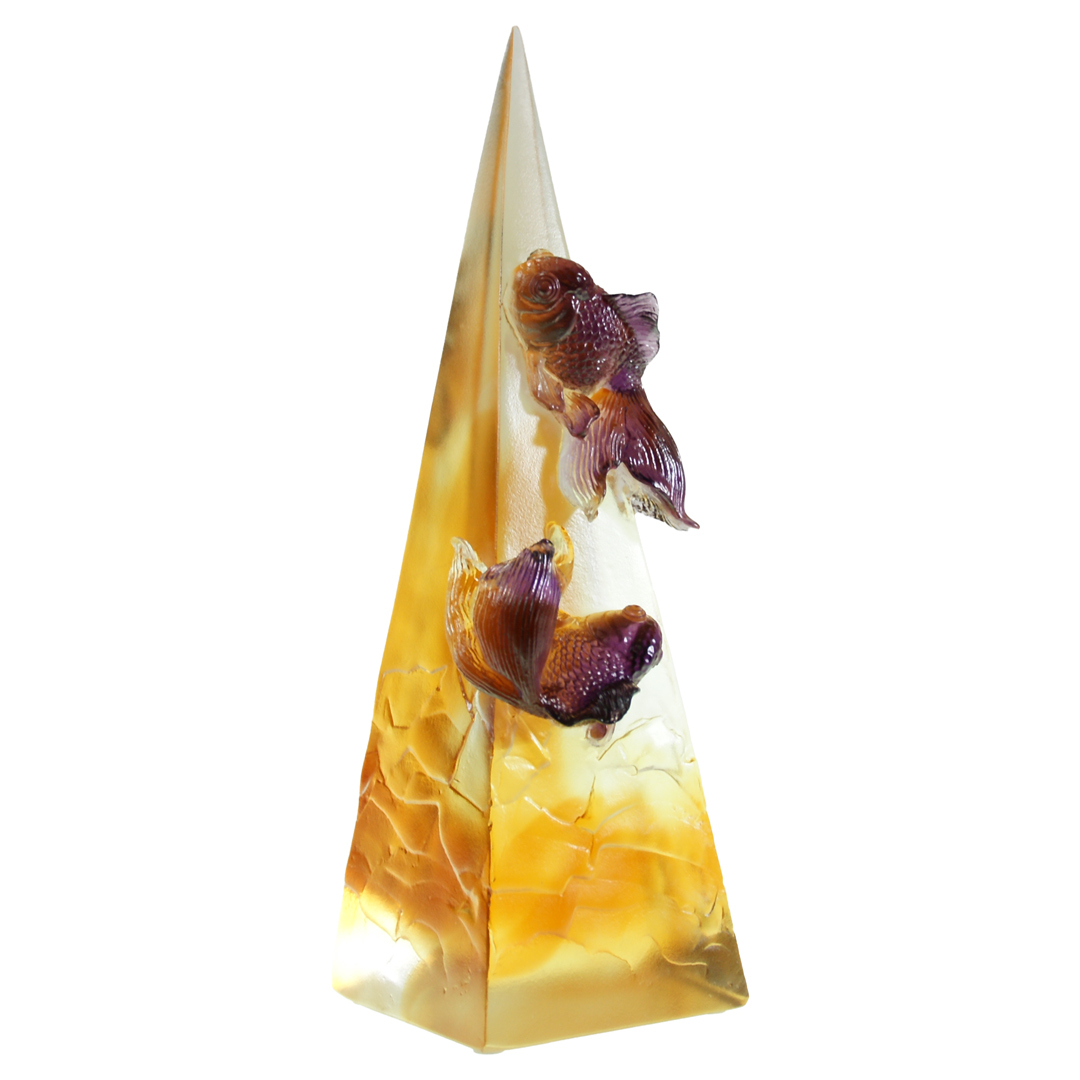 力爭上游琉璃獎牌擺飾｜開運水晶設計 運勢與成功並行