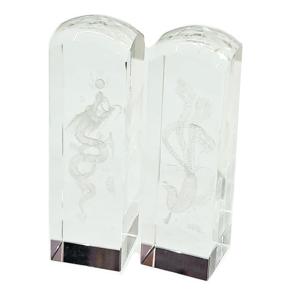 水晶龍鳳印章(6*1.8*1.8公分)1對【十方】114958