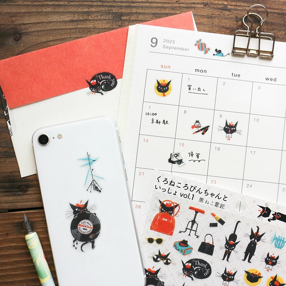 黑貓意匠 _黑貓羅賓 透明PET貼紙｜日本表現社