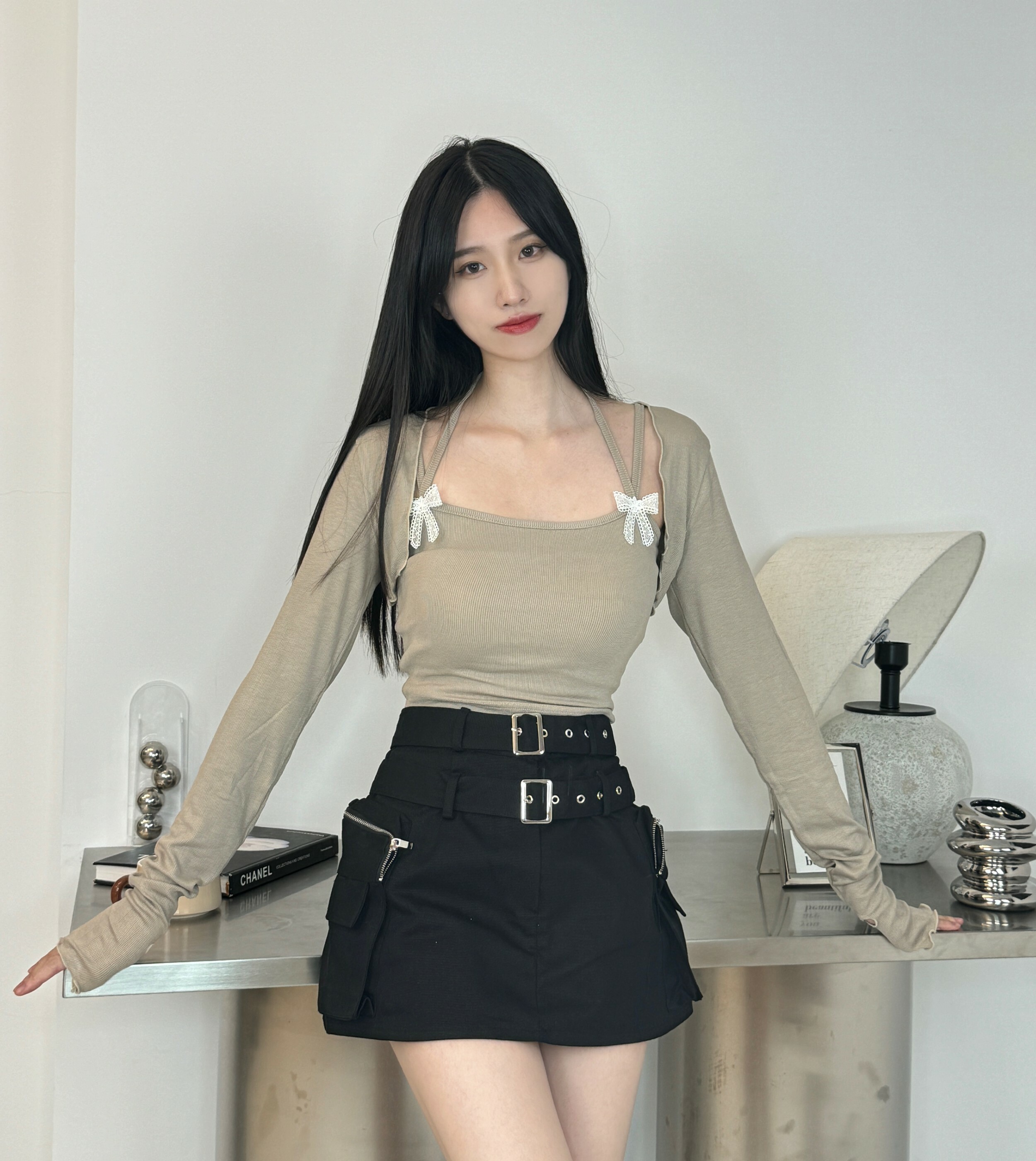 蕾絲蝴蝶結小背心(含小外套)