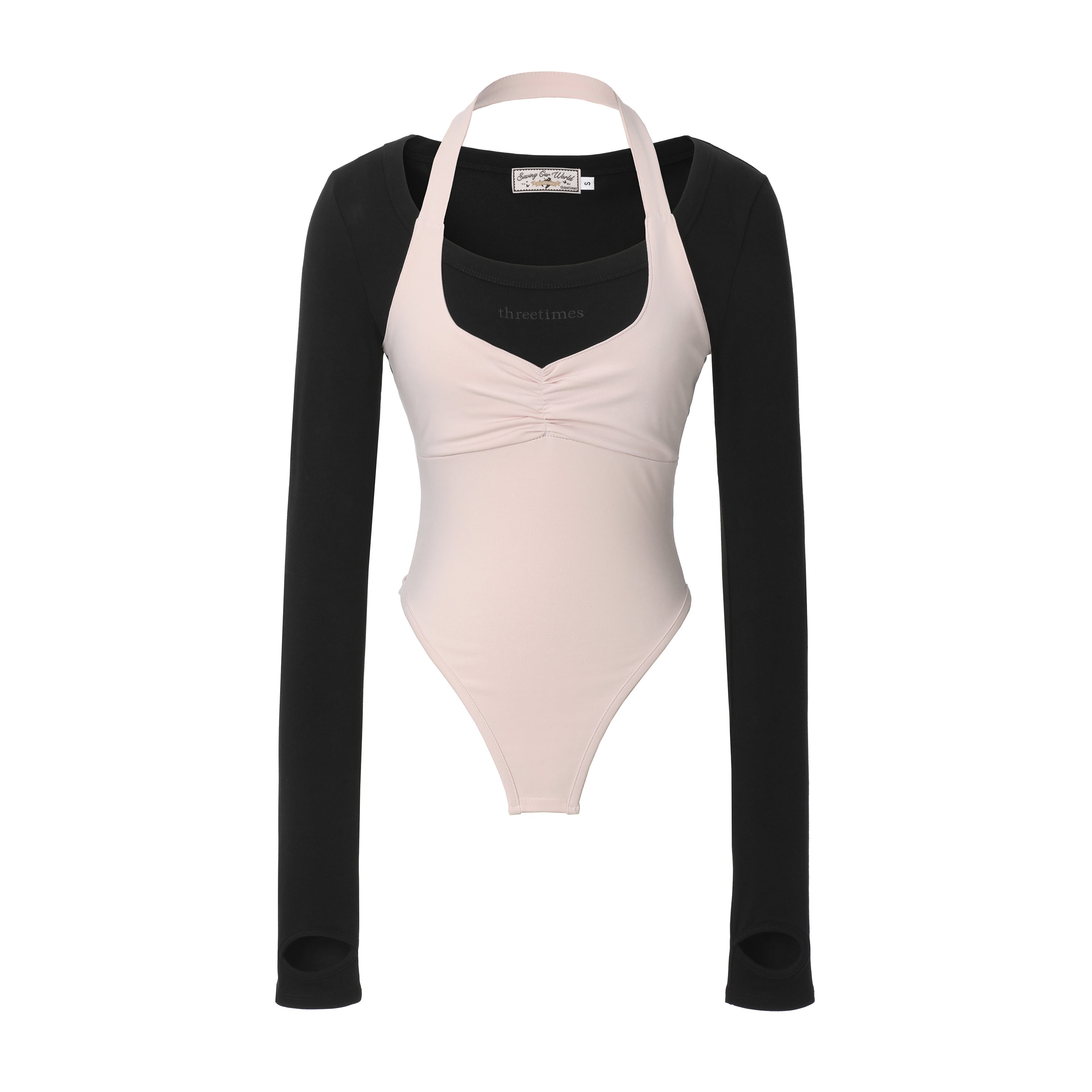 [threetimes] HALTER LAYERED TOP