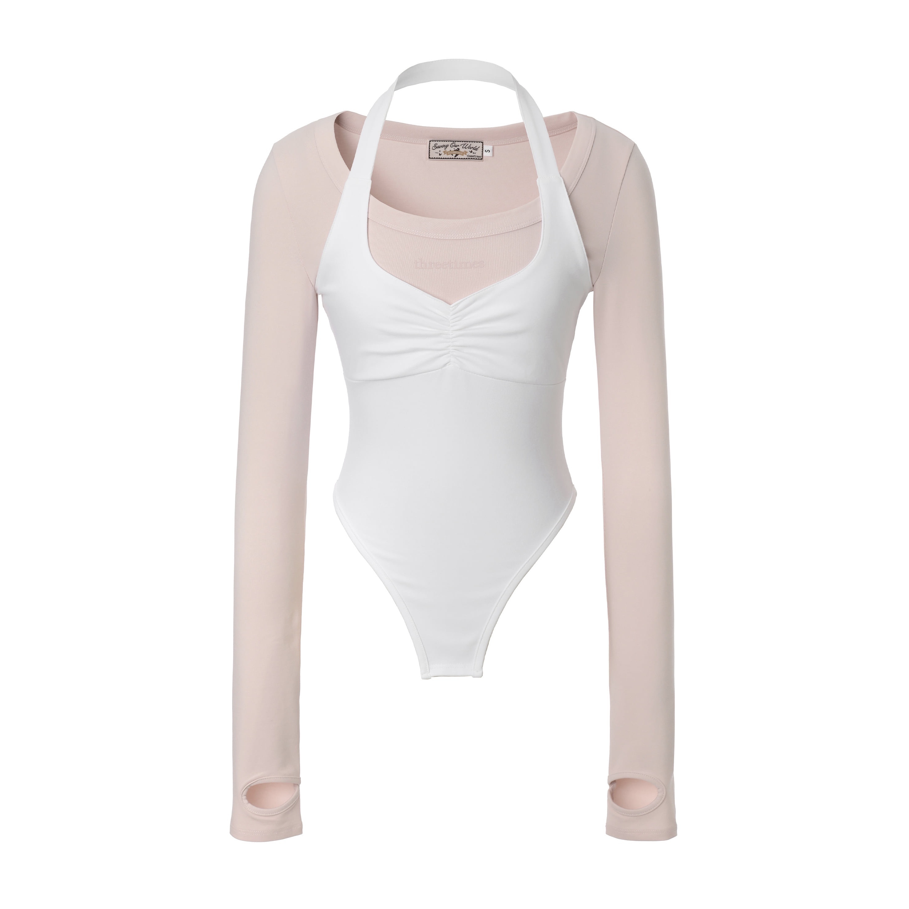 [threetimes] HALTER LAYERED TOP