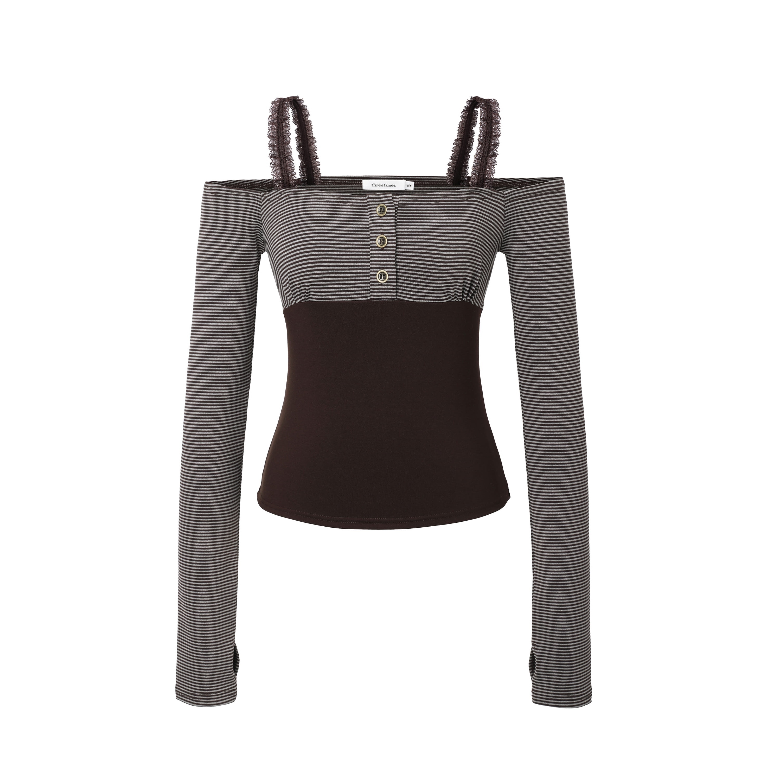 [threetimes] PIPI STRIPE OFF TOP
