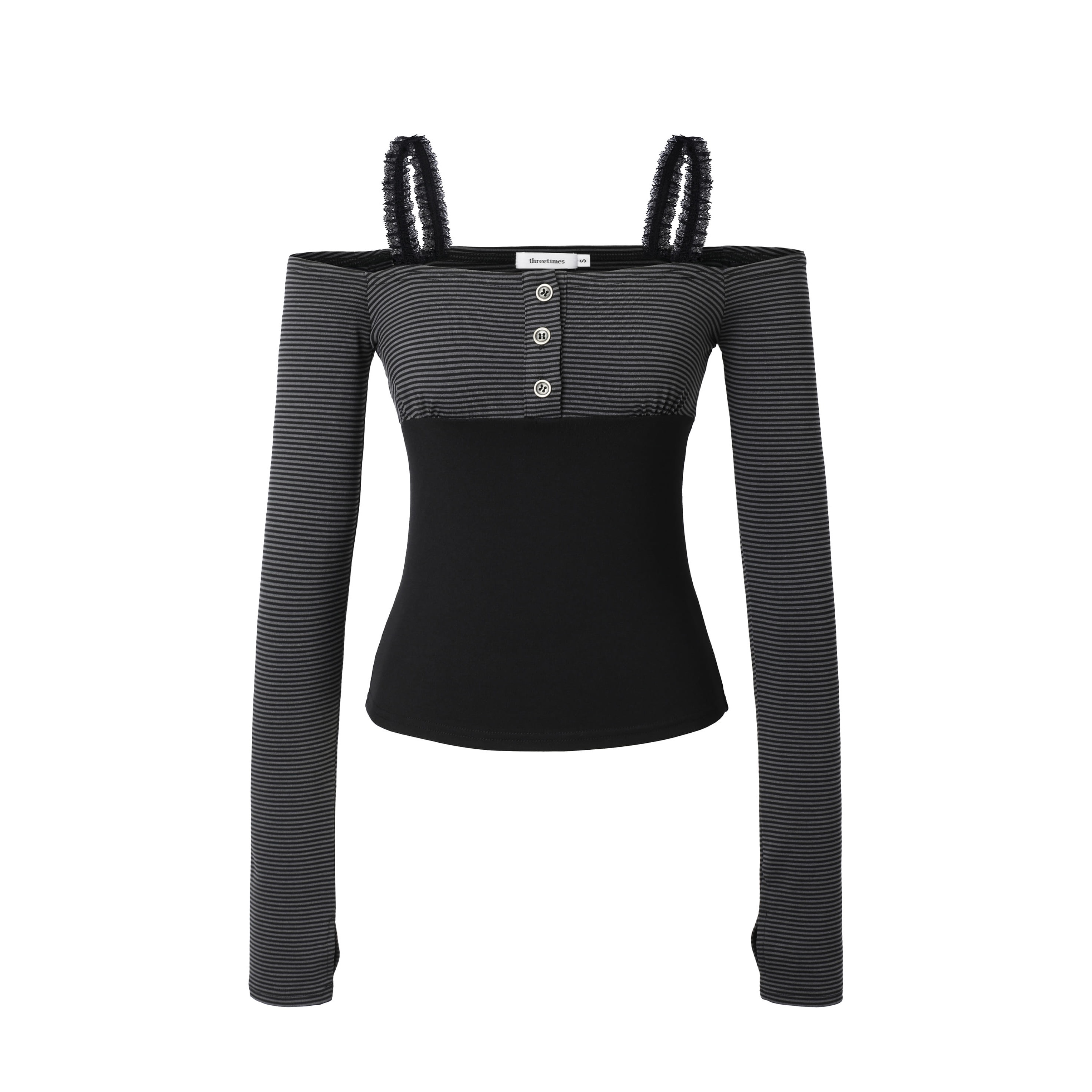 [threetimes] PIPI STRIPE OFF TOP